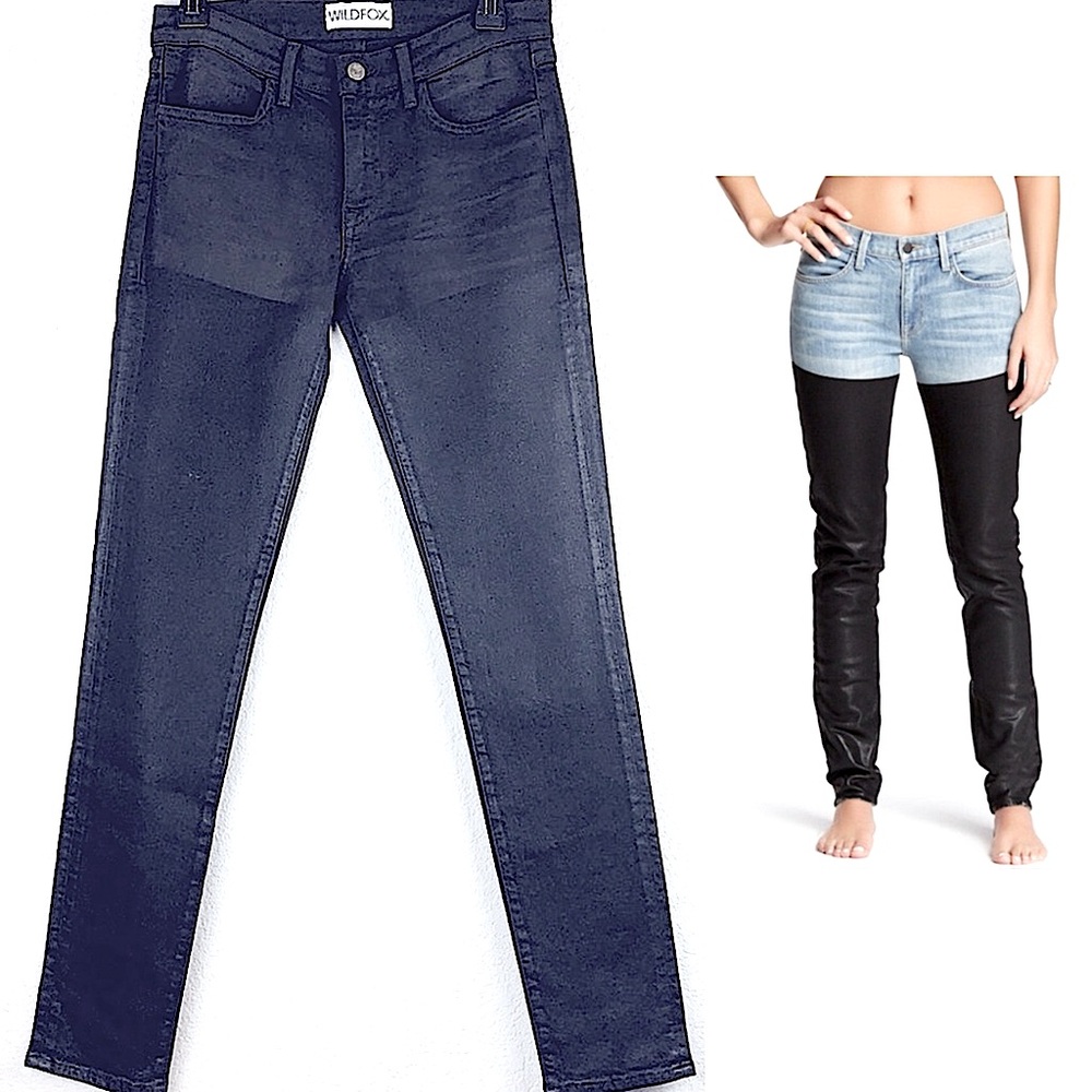 NWT WILDFOX Marianne Mid-Rise Skinny Jean in‎ Nocturnal with Thigh Highs